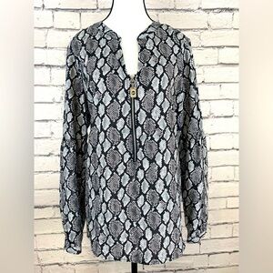 Michael Kors Long Sleeved Animal Print Python Top size Large